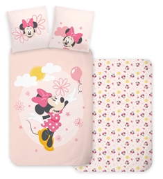 Minnie Mouse sengetøj - 140x200 cm - Minnie med ballon - Børne sengesæt i 100% bomuld